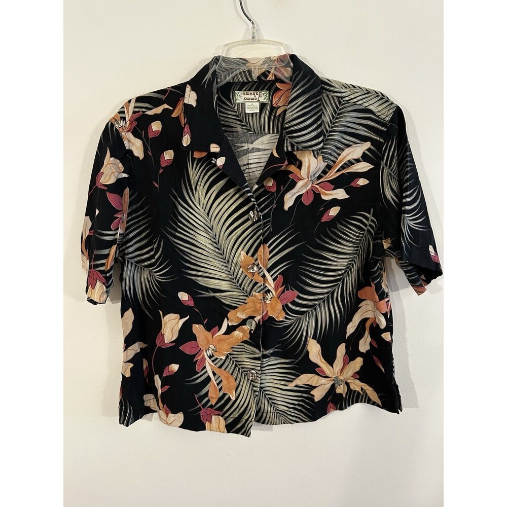 Vintage Tommy Bahama Womens 100% Silk Button Up Camp Shirt Size S Short Sleeve
